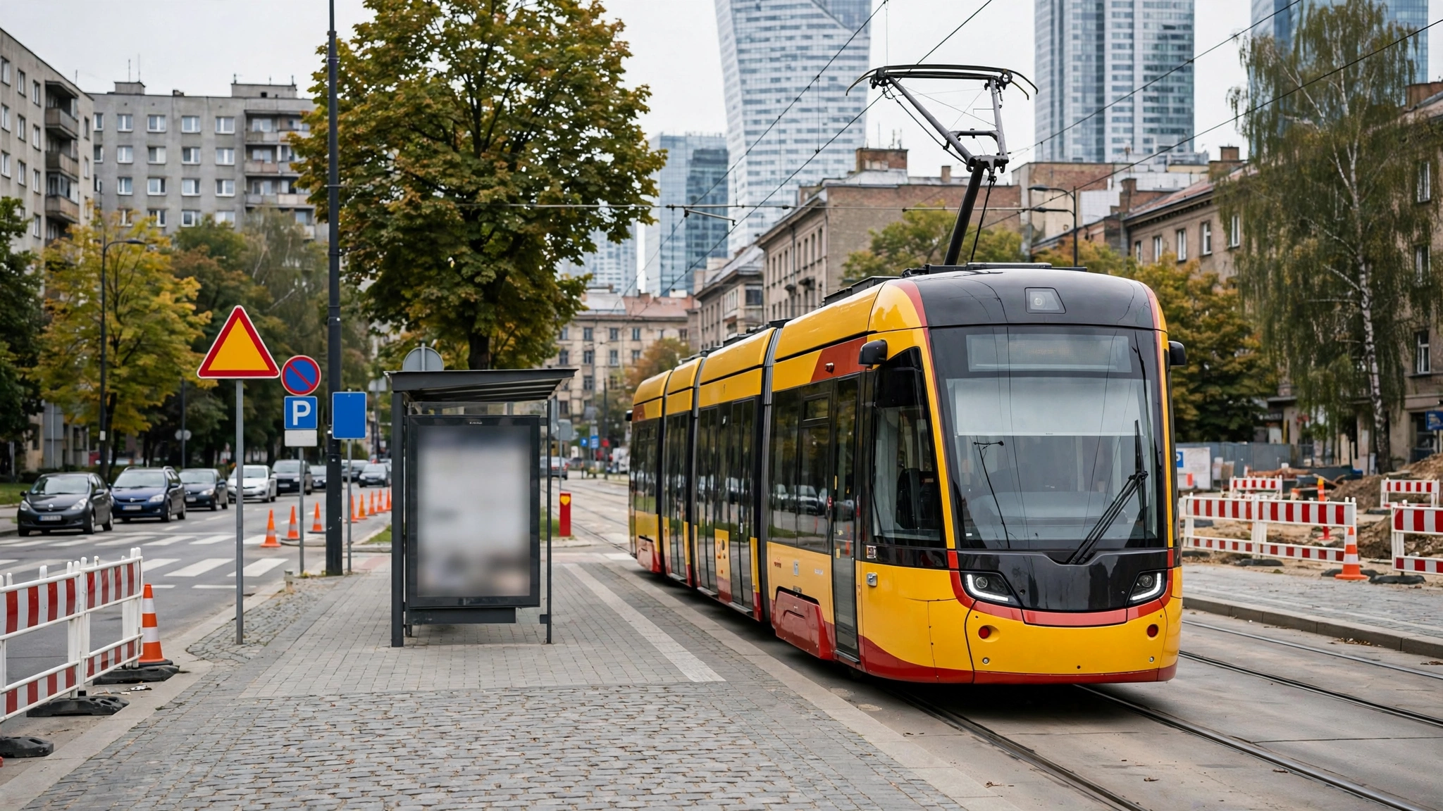 Nowy tramwaj niskopodłogowy na ulicy Warszawy