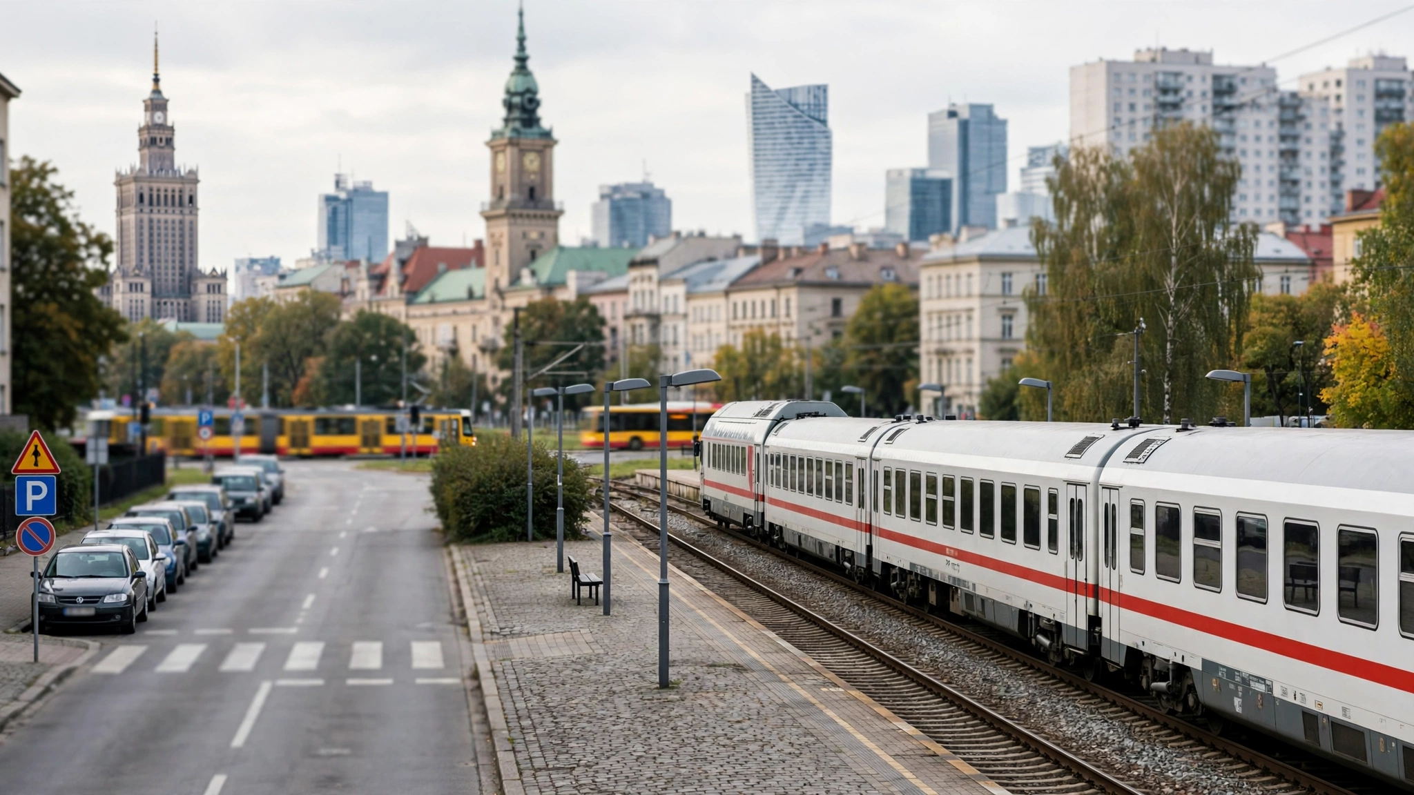 Pociąg PKP Intercity na peronie dworca w Warszawie