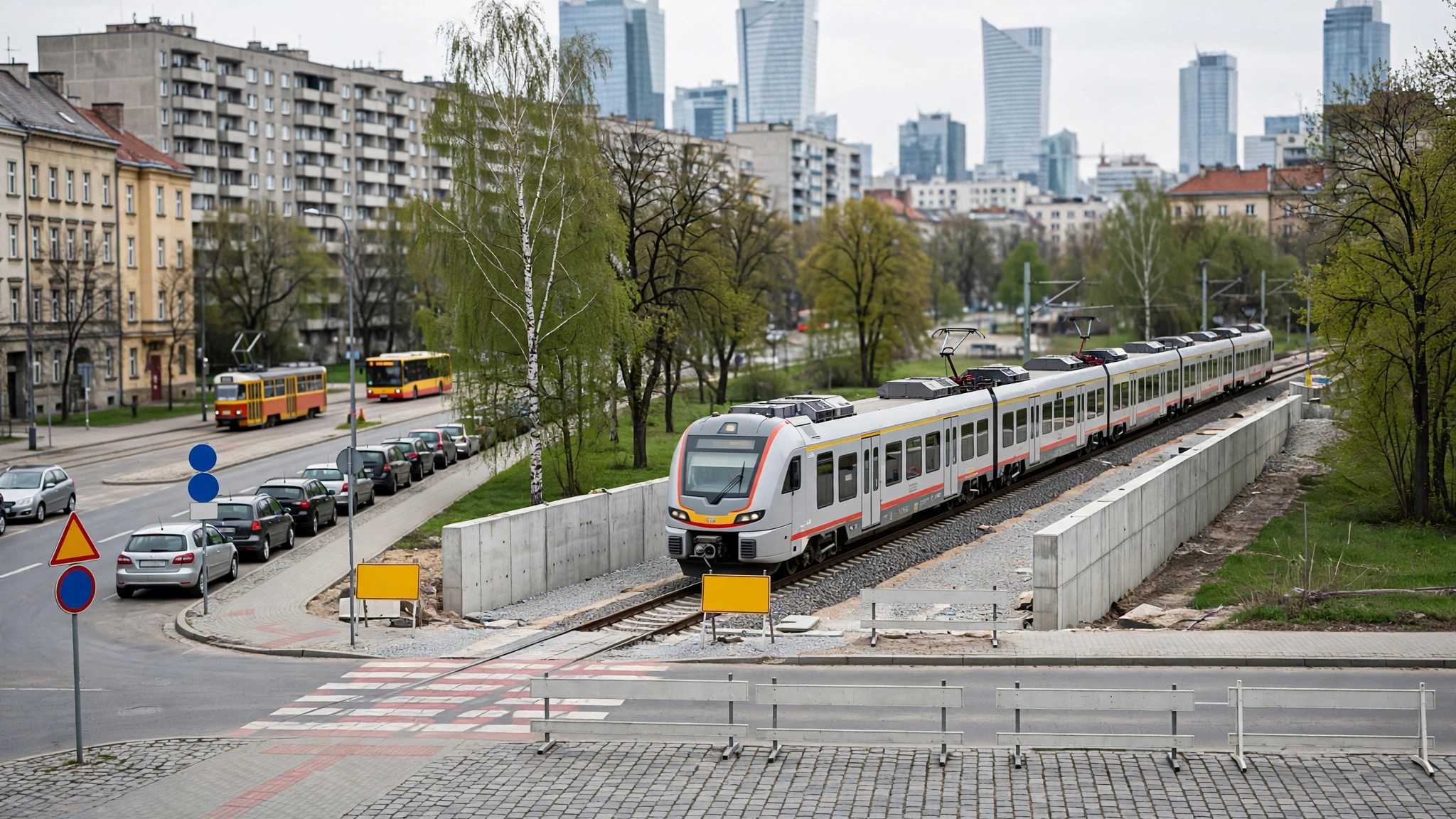 Pociąg na wyremontowanym odcinku torów kolejowych