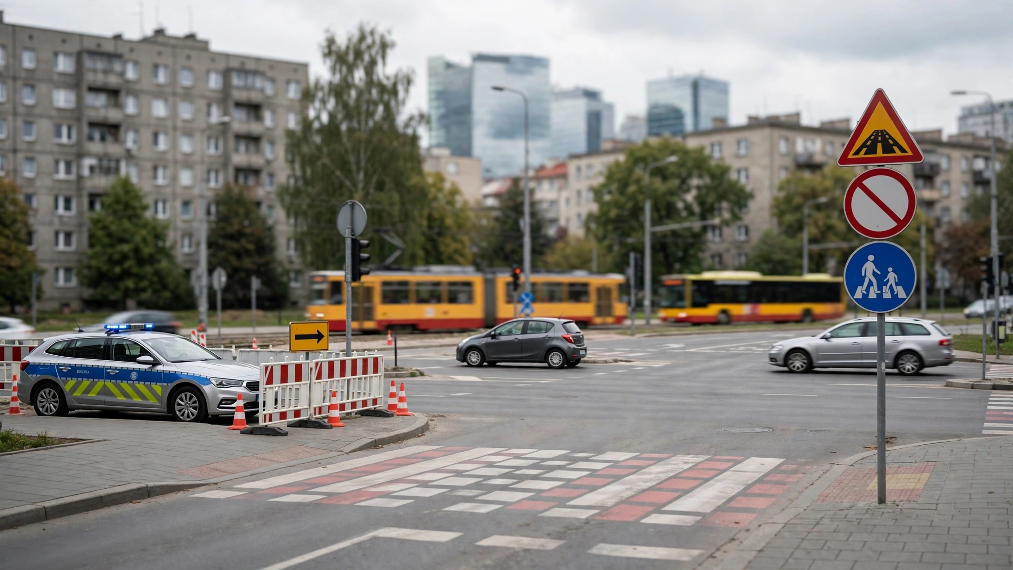 Skrzyżowanie ulicy Czerniakowskiej i alei Witosa na Mokotowie w Warszawie