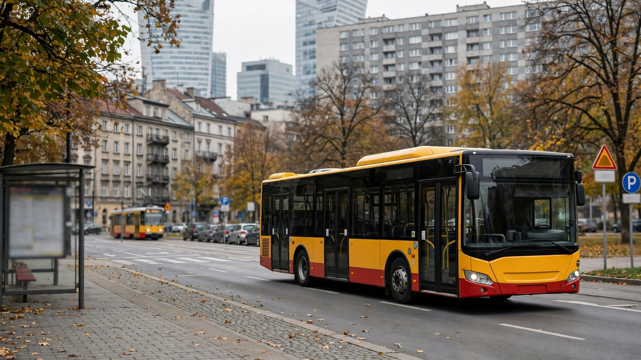 Autobus miejski jadący w kierunku Cmentarza Północnego w Warszawie